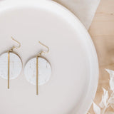 White Birch Leather Disc Earrings