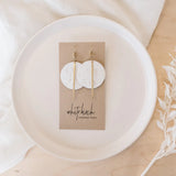 White Birch Leather Disc Earrings