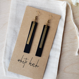 Black Bar Leather Earrings