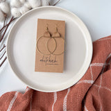 Distressed Camel Leather & Brass Circles Earrings