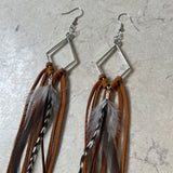 Stay Wild - Leather & Feather Diamond Earrings