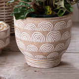 Round Cement Pot with Rainbow Pattern