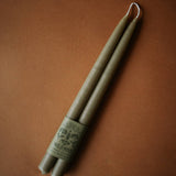 Moss Green Beeswax Taper Candles