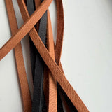 Stay Wild - Braided Black/Brown Leather & Bronze Hoop Earrings