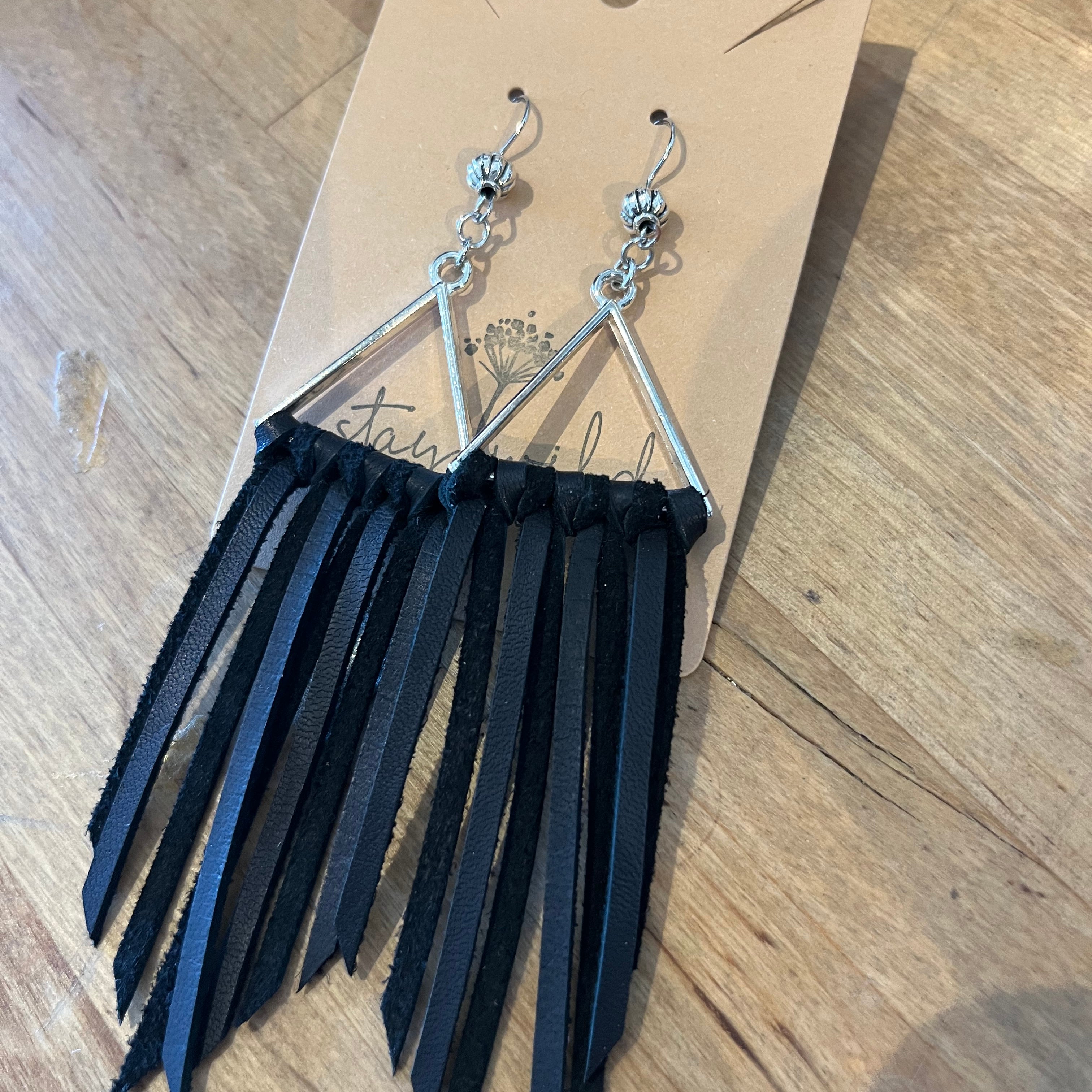 Stay Wild - Leather & Triangle Earrings