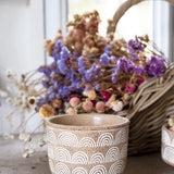 Round Cement Pot with Rainbow Pattern