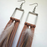 Stay Wild - Leather & Feather Frame Earrings