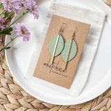 Cottage Mint Leather & Brass Earrings