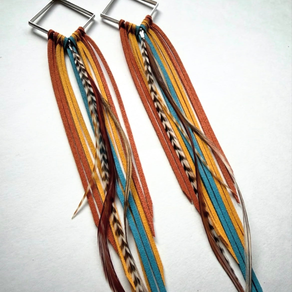 Stay Wild - Bold Leather & Feather Frame Earrings