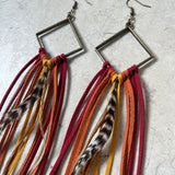 Stay Wild - Bold Leather & Feather Frame Earrings
