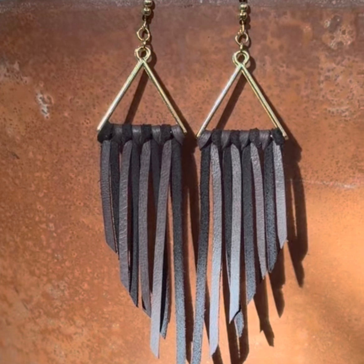 Stay Wild - Leather & Triangle Earrings