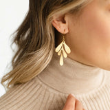 Brushed Brass Leaf Earrings