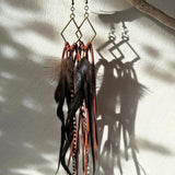 Stay Wild - Leather & Feather Diamond Earrings