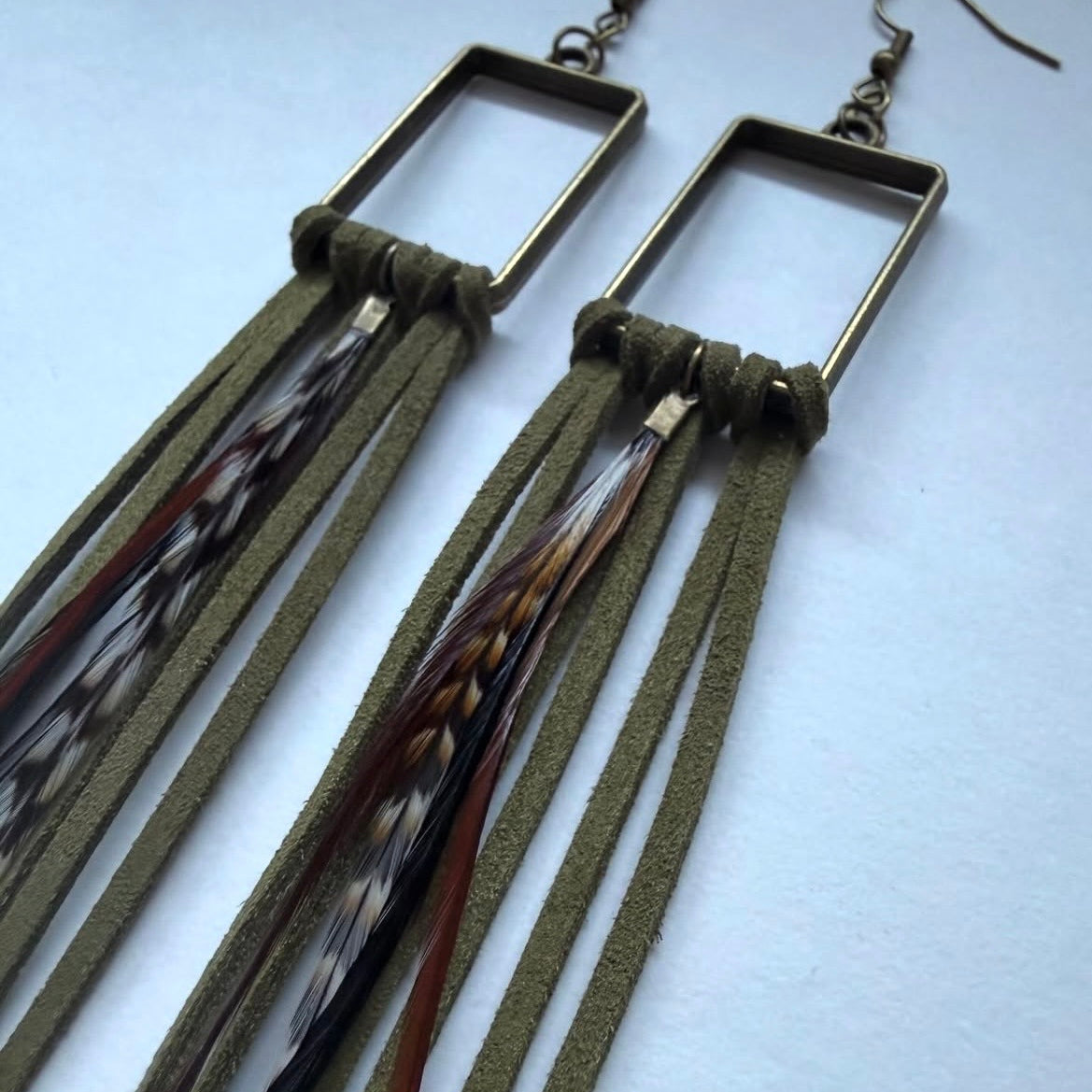 Stay Wild - Leather & Feather Frame Earrings