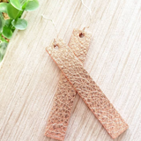 Rose Gold Leather Bar Earrings