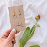 Mustard Yellow Leather & Brass Earrings