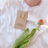 Mustard Yellow Leather & Brass Earrings