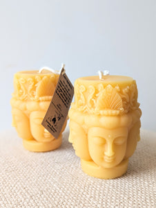 4 Buddha Pillar Beeswax Candle - EastVan Bees